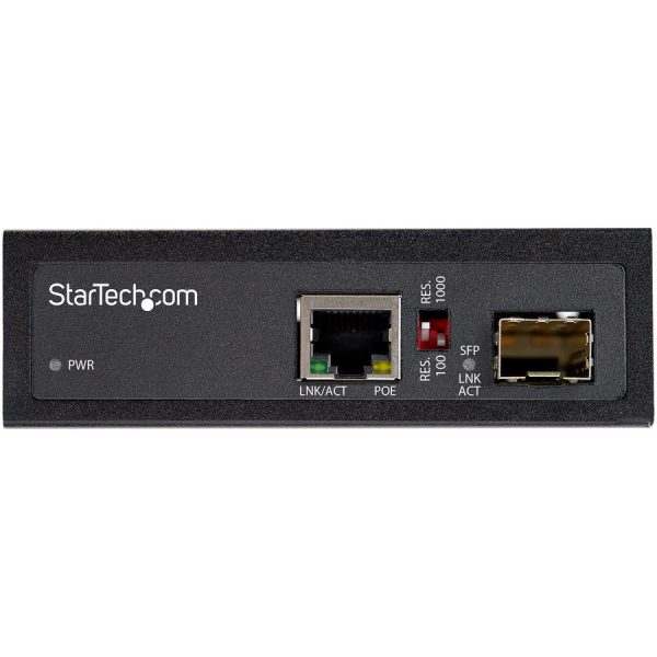 StarTech.com PoE+ Industrial Fiber to Ethernet Media Converter 60W - SFP to RJ45 - SM/MM Fiber to Gigabit Copper IP-30 - Image 3