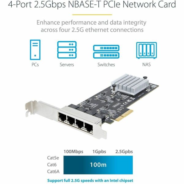 StarTech.com 4-Port 2.5G NBASE-T PCIe Network Card, Computer Network Card Interface, Intel® I225-V, Quad-Port Ethernet, Multi-Gigabit NIC - Image 2
