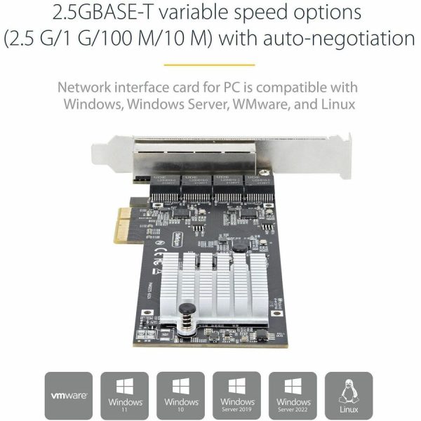 StarTech.com 4-Port 2.5G NBASE-T PCIe Network Card, Computer Network Card Interface, Intel® I225-V, Quad-Port Ethernet, Multi-Gigabit NIC - Image 4