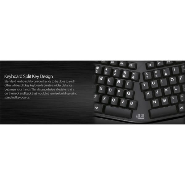 Adesso Desktop Ergonomic Smart Card Reader Keyboard (TAA Compliant) - Image 10