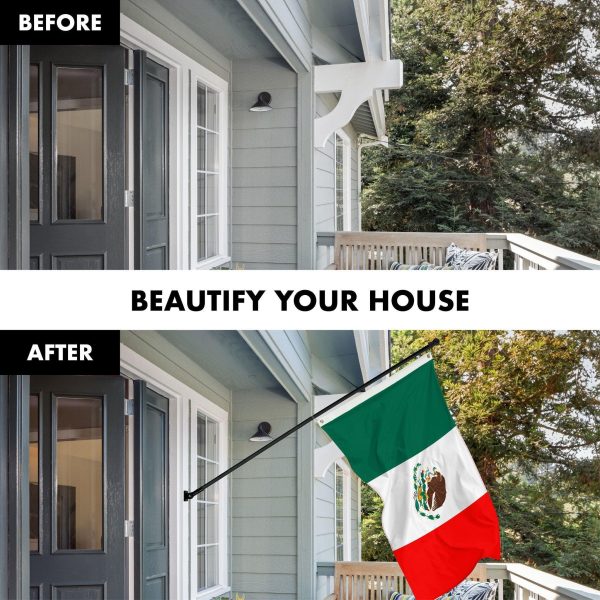 G128 Combo Pack: 6 Ft Tangle Free Aluminum Spinning Flagpole (Black) & Mexico Mexican Flag 3x5 Ft, ToughWeave Series Embroidered 300D Polyester | Pole with Flag Included - Image 3