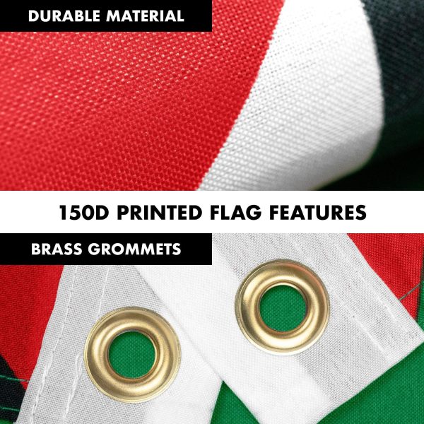 G128 Combo Pack: 6 Feet Tangle Free Spinning Flagpole (White) Palestine Palestinian Flag 3x5 ft Printed 150D Brass Grommets (Flag Included) Aluminum Flag Pole - Image 4