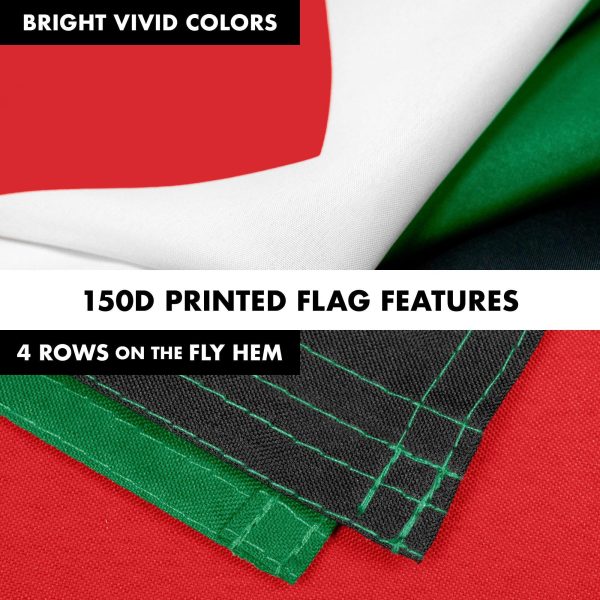 G128 Combo Pack: 6 Feet Tangle Free Spinning Flagpole (White) Palestine Palestinian Flag 3x5 ft Printed 150D Brass Grommets (Flag Included) Aluminum Flag Pole - Image 5