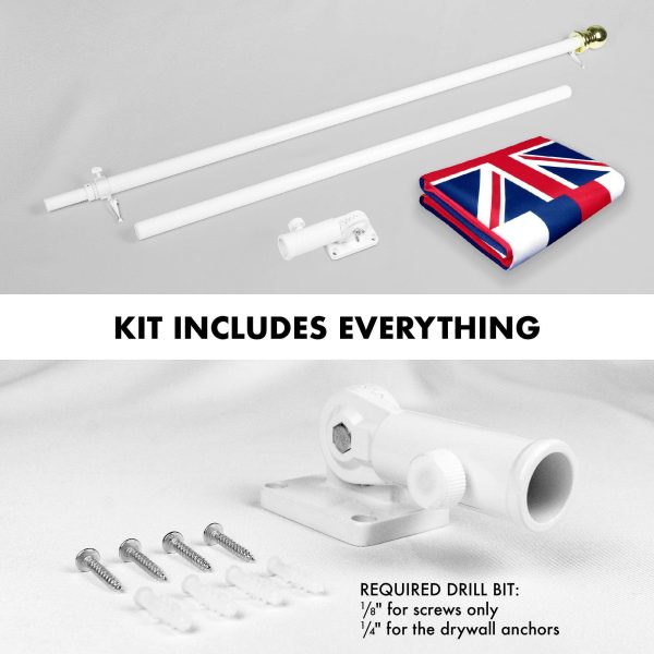 G128 Combo Pack: 6 Feet Tangle Free Spinning Flagpole (White) Hawaii HI State Flag 3x5 ft Printed 150D Brass Grommets (Flag Included) Aluminum Flag Pole - Image 2