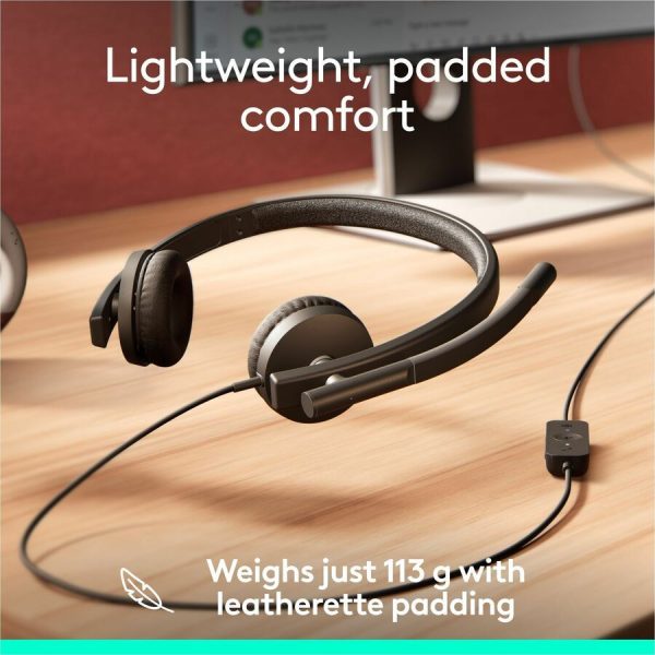 Logitech H570e USB Wired Stereo Headset, USB-C, Noise-Canceling Mics, Inline Controls, Certified for Microsoft Teams, Black - Image 4