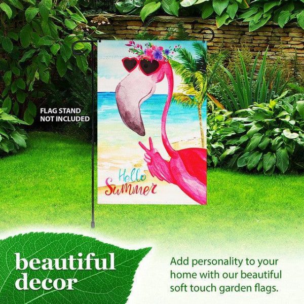 G128 Garden Flag Hello Summer Peace Sign Flamingo | 12x18 Inch | Printed Blockout Polyester - Summer Decoration - Image 8
