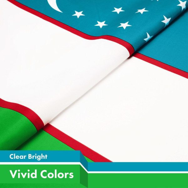 G128 Combo Pack: American USA Flag 3x5 Ft & Uzbekistan Flag 3x5 Ft, Both Printed 150D Polyester, Indoor/Outdoor, Brass Grommets - Image 4