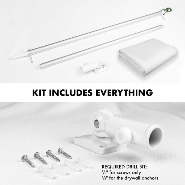 G128 Combo Pack: 6 Feet Tangle Free Spinning Flagpole (Silver) Solid White Flag 3x5 ft Printed 150D Brass Grommets (Flag Included) Aluminum Flag Pole - Image 2
