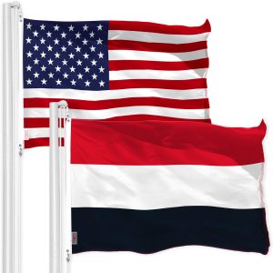 G128 Combo Pack: USA American Flag 3x5 Ft 150D Printed Stars & Yemen Flag 3x5 Ft 150D Printed