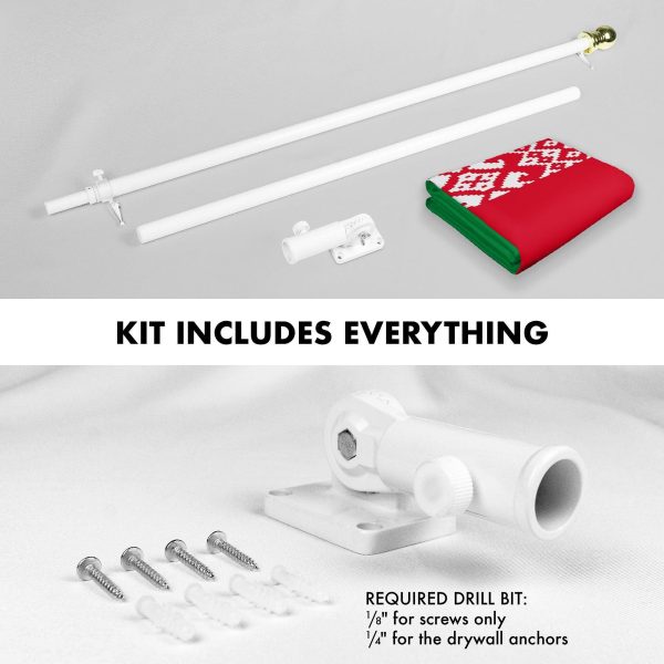 G128 Combo Pack: 6 Ft Tangle Free Aluminum Spinning Flagpole (White) & Belarus Belarusian Flag 3x5 Ft, LiteWeave Pro Series Printed 150D Polyester | Pole with Flag Included - Image 2