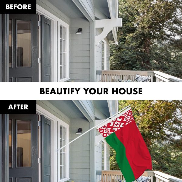 G128 Combo Pack: 6 Ft Tangle Free Aluminum Spinning Flagpole (White) & Belarus Belarusian Flag 3x5 Ft, LiteWeave Pro Series Printed 150D Polyester | Pole with Flag Included - Image 3