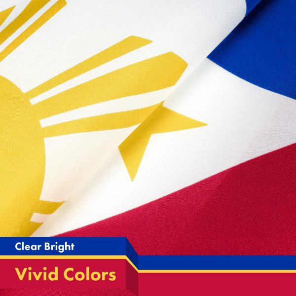 Philippines (Philippine) Flag | 3x5 feet | Printed 150D, Indoor/Outdoor, Vibrant Colors, Brass Grommets, Quality Polyester, Much Thicker More Durable Than 100D and 75D Polyester - Image 3