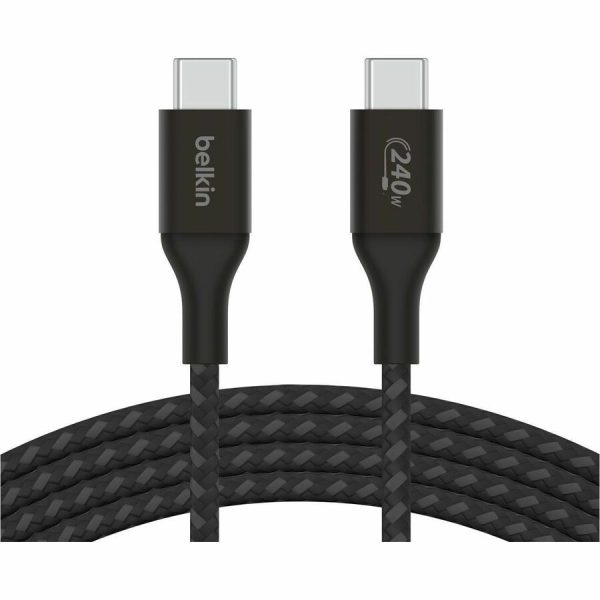 Belkin 240W USB-C to USB-C Cable - 480 Mbps - Nylon, Braided - M/M - 2m/6.6ft - Black - Image 2