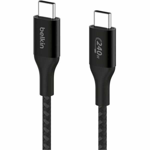Belkin 240W USB-C to USB-C Cable - 480 Mbps - Nylon, Braided - M/M - 2m/6.6ft - Black - Image 3