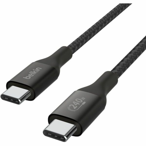 Belkin 240W USB-C to USB-C Cable - 480 Mbps - Nylon, Braided - M/M - 2m/6.6ft - Black - Image 4