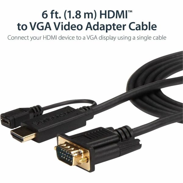 StarTech.com HDMI to VGA Cable - 6 ft / 2m - 1080p - 1920 x 1200 - Active HDMI Cable - Monitor Cable - Computer Cable - Image 2