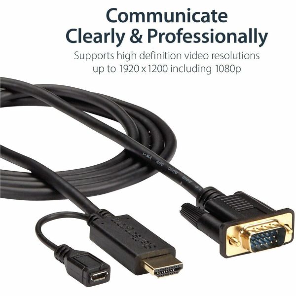 StarTech.com HDMI to VGA Cable - 6 ft / 2m - 1080p - 1920 x 1200 - Active HDMI Cable - Monitor Cable - Computer Cable - Image 4