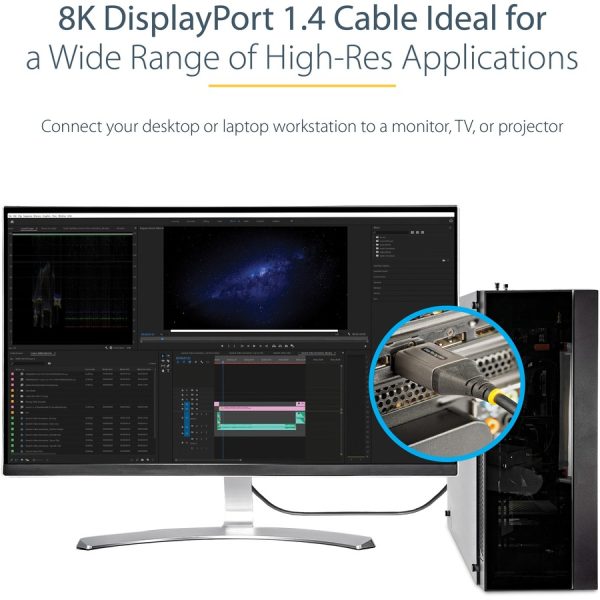 StarTech.com 3ft (1m) VESA Certified DisplayPort 1.4 Cable, 8K 60Hz HDR10, UHD 4K 120Hz Video, DP to DP Monitor Cord, DP 1.4 Cable, M/M - Image 8