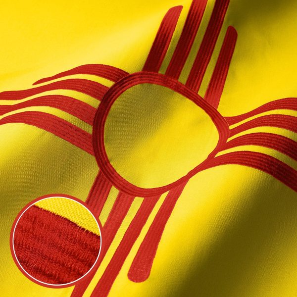 G128 New Mexico State Flag | 5x8 Ft | StormFlyer Series Embroidered 220GSM Spun Polyester | Embroidered Design, Indoor/Outdoor, Brass Grommets, Heavy Duty, All Weather - Image 2