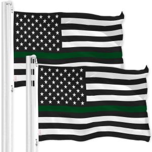 Thin Green Line American Flag 3x5 Ft 2-Pack Printed 150D Polyester By G128