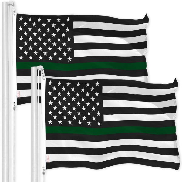 Thin Green Line American Flag 3x5 Ft 2-Pack Printed 150D Polyester By G128