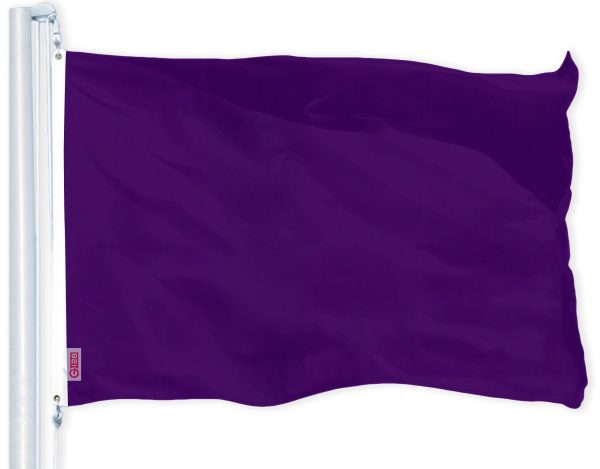 G128 Solid Purple Color Flag | 3x5 feet | Printed 150D, Indoor/Outdoor, Vibrant Colors, Brass Grommets, Quality Polyester, Much Thicker More Durable Than 100D 75D Polyester