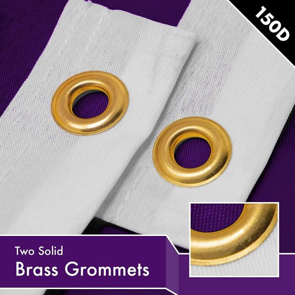 G128 Solid Purple Color Flag | 3x5 feet | Printed 150D, Indoor/Outdoor, Vibrant Colors, Brass Grommets, Quality Polyester, Much Thicker More Durable Than 100D 75D Polyester - Image 2