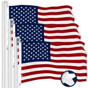 G128 3 Pack: American USA Flag | 20x38 Ft | ToughWeave Series Embroidered 600D Polyester | Country Flag, Embroidered Stars, Sewn Stripes, Indoor/Outdoor, Brass Grommets
