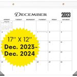 Desk Calendar 2024 17x12 Wall Calendar      Thick Paper & Notes Section   Runs from December 2023   December 2024 (Black)