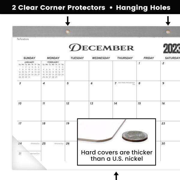 Desk Calendar 2024 17x12 Wall Calendar      Thick Paper & Notes Section   Runs from December 2023   December 2024 (Black) - Image 4