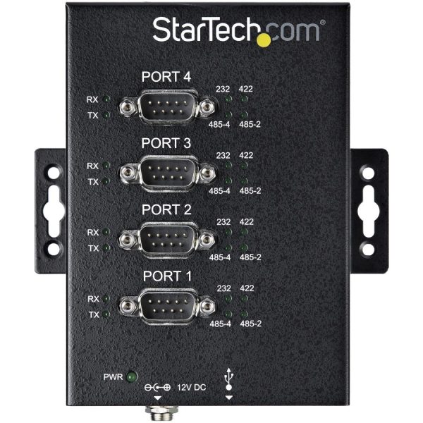 StarTech.com USB to RS232/RS485/RS422 4 Port Serial Hub Adapter - Industrial Metal USB 2.0 to DB9 Serial Converter - Din Rail Mountable - Image 2