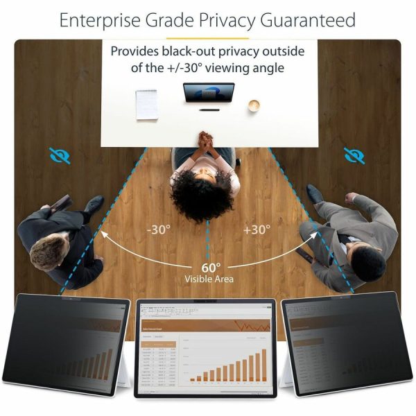 StarTech.com 4-Way Privacy Screen For 13-inch Surface Pro 8/9/X Laptop, For Portrait/Landscape, Touch-Enabled, +/- 30 Deg. View, Matte - Image 2