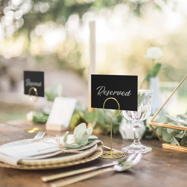10 Pack Black Reserved Table Signs for Wedding   Silver Foil Reserved Seating Signs for Wedding Chairs   Church Pews   Double Sided Cardstock Reserved Signs for Tables   Table Tent Reservation Cards - Image 5