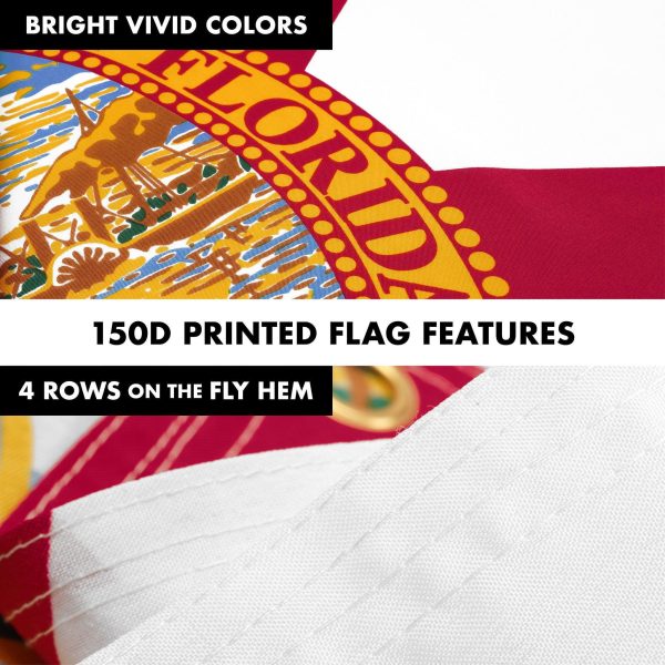 G128 Combo Pack: 6 Ft Tangle Free Aluminum Spinning Flagpole (Black) & Florida FL State Flag 3x5 Ft, LiteWeave Pro Series Printed 150D Polyester, 4 Corner Brass Grommets | Pole with Flag Included - Image 5