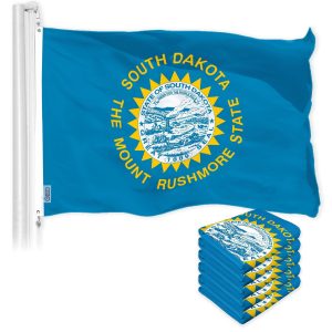 G128 5 Pack: South Dakota SD State Flag | 3x5 Ft | LiteWeave Pro Series Printed 150D Polyester | Indoor/Outdoor, Vibrant Colors, Brass Grommets, Thicker and More Durable Than 100D 75D Polyester