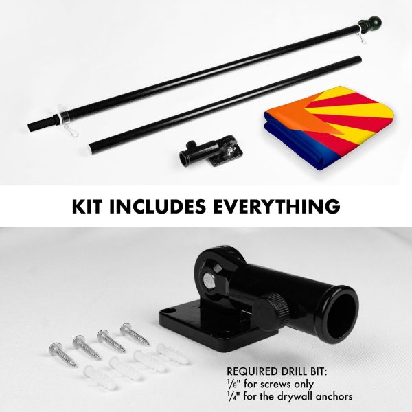 G128 Combo Pack: 6 Feet Tangle Free Spinning Flagpole (Black) Arizona AZ State Flag 3x5 ft Printed 150D Brass Grommets (Flag Included) Aluminum Flag Pole - Image 2