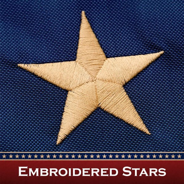 G128 10 Pack: American USA Tea-Stained Flag | 3x5 Ft | ToughWeave Pro Series Pole Sleeve Embroidered 420D Polyester | Embroidered Stars - Image 3