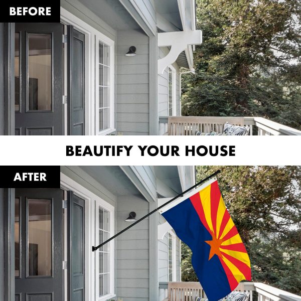 G128 Combo Pack: 6 Feet Tangle Free Spinning Flagpole (Black) Arizona AZ State Flag 3x5 ft Printed 150D Brass Grommets (Flag Included) Aluminum Flag Pole - Image 3