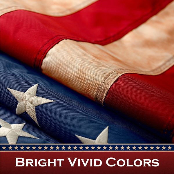 G128 10 Pack: American USA Tea-Stained Flag | 3x5 Ft | ToughWeave Pro Series Pole Sleeve Embroidered 420D Polyester | Embroidered Stars - Image 4