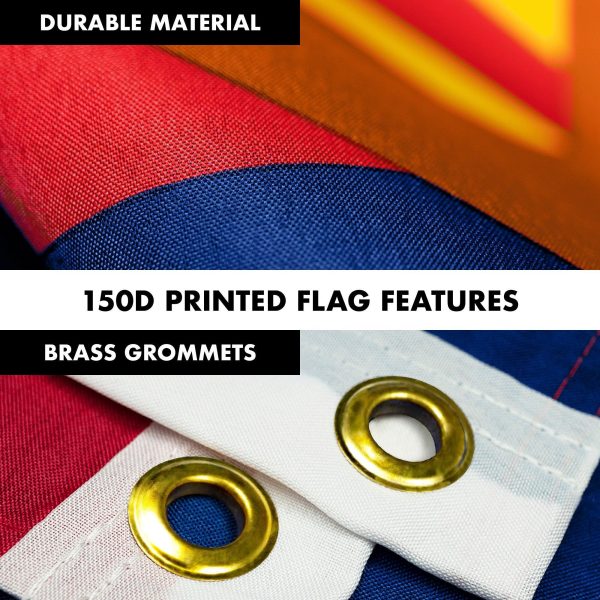 G128 Combo Pack: 6 Feet Tangle Free Spinning Flagpole (Black) Arizona AZ State Flag 3x5 ft Printed 150D Brass Grommets (Flag Included) Aluminum Flag Pole - Image 4