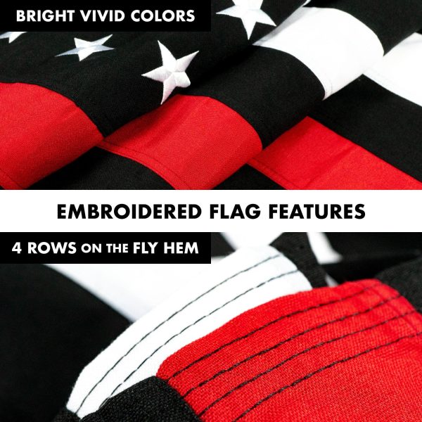 G128 Flag Pole 5 FT White Tangle Free & Thin Red Flag 2x3 FT Combo Embroidered Spun Polyester - Image 5