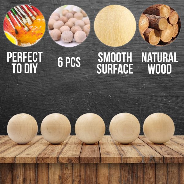 6 Pieces Wooden Balls for Crafts Mini Round Wooden Balls for DIY Projects and Craft Supplies 35 mm Diameter - Image 5