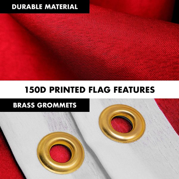 G128 Combo Pack: 5 Ft Tangle Free Aluminum Spinning Flagpole (Silver) & Solid Red Color Flag 2x3 Ft, LiteWeave Pro Series Printed 150D Polyester | Pole with Flag Included - Image 4