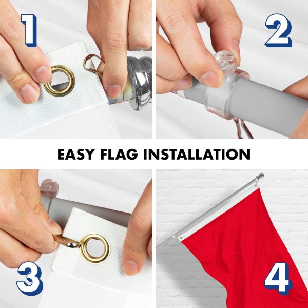 G128 Combo Pack: 5 Ft Tangle Free Aluminum Spinning Flagpole (Silver) & Solid Red Color Flag 2x3 Ft, LiteWeave Pro Series Printed 150D Polyester | Pole with Flag Included - Image 7
