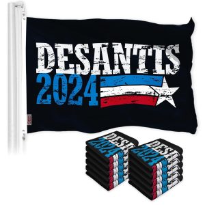 G128 10 Pack: DeSantis Election 2024 Flag | 3x5 Ft | LiteWeave Pro Series Printed 150D Polyester | Election Flag, Vibrant Colors, Brass Grommets, Thicker and More Durable Than 100D 75D Polyester