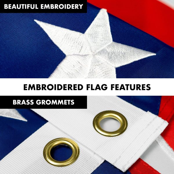 G128 - 6 Feet Tangle Free Spinning Flagpole (White) Ohio Flag Brass Grommets Embroidered 3x5 ft (Flag Included) Aluminum Flag Pole - Image 4