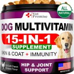 Dog Multivitamin Chewable with Glucosamine   Dog Vitamins and Supplements   Senior & Puppy Multivitamin for Dogs   Pet Joint Support Health   Immunity   Mobility   Energy   Gut   Skin   120 Chews