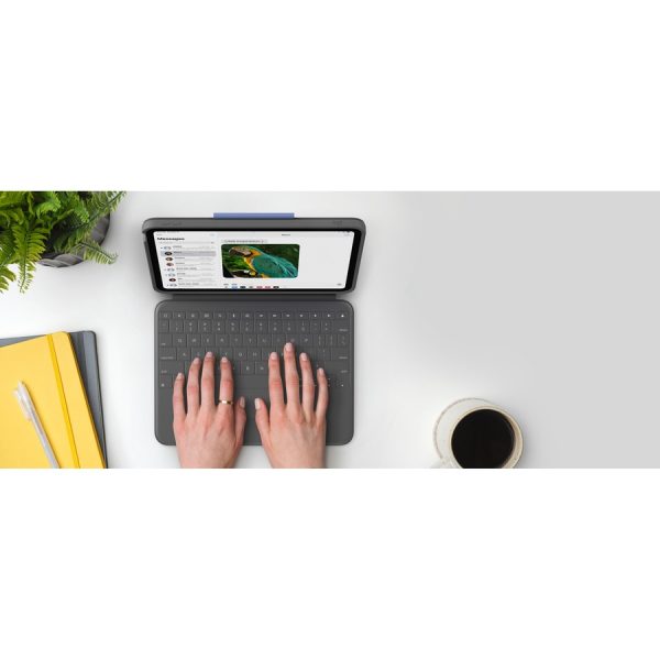 Logitech Rugged Folio Rugged Keyboard/Cover Case (Folio) for 10.9" Apple, Logitech iPad (10th Generation) Tablet - Graphite - Image 9