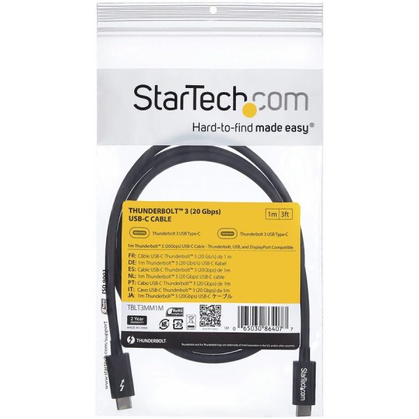 StarTech.com 1m (3.3ft) Thunderbolt 3 Cable, 20Gbps, 100W PD, 4K Video, Thunderbolt-Certified, Compatible w/ TB4/USB 3.2/DisplayPort - Image 5