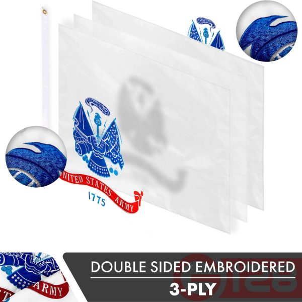 US Army Flag 2x3FT 3-Pack Double-sided Embroidered Polyester By G128 - Image 2